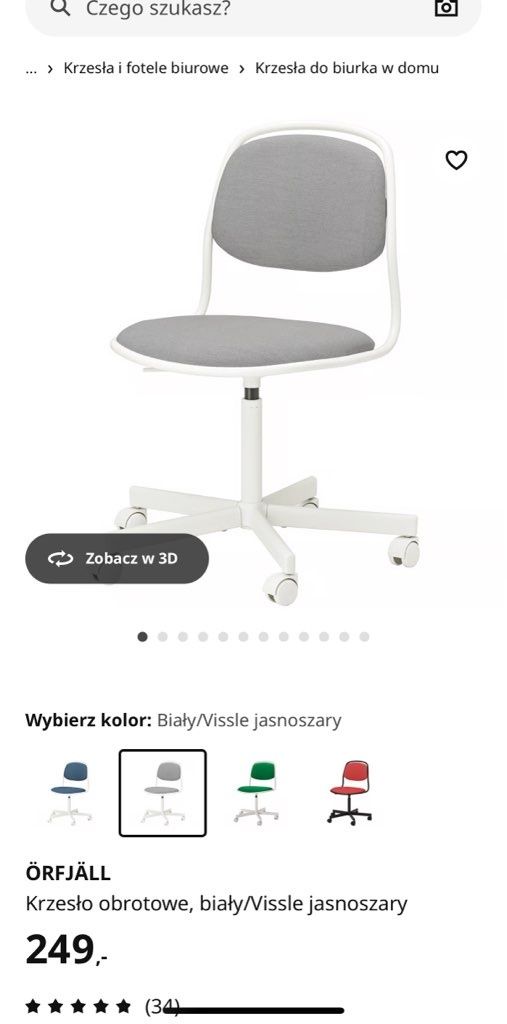 Krzesło obrotowe, biały/ciemnoszary