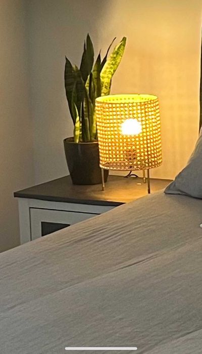 Conjunto de 2 candeeiros de mesa estilo rattan