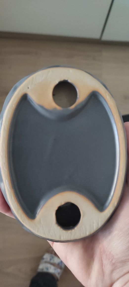 Ceramiczny szary zestaw łazienkowy mydelniczka kubek