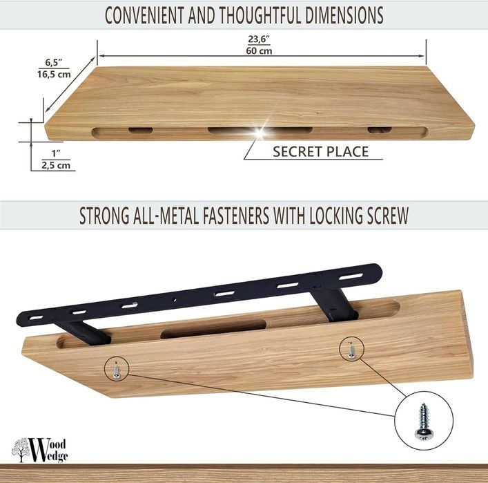 Wood Wedge Pływająca Półka Ścienna 60Cm Orzech Amerykański