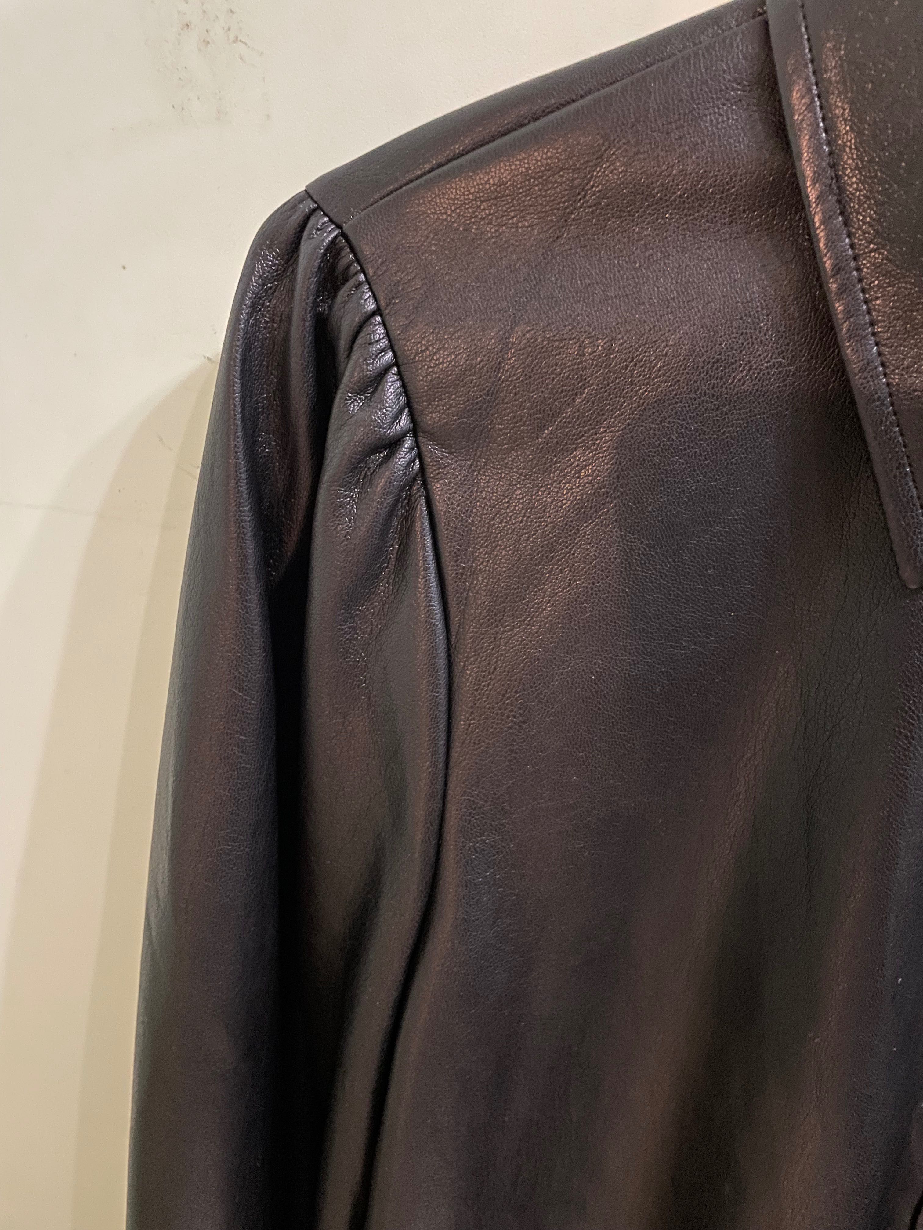 Кожаная женская черная рубашка calvin klein s-m