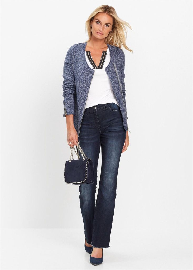 Bonprix granatowy sweter cardigan na zamek długi rękaw 40-42 VV