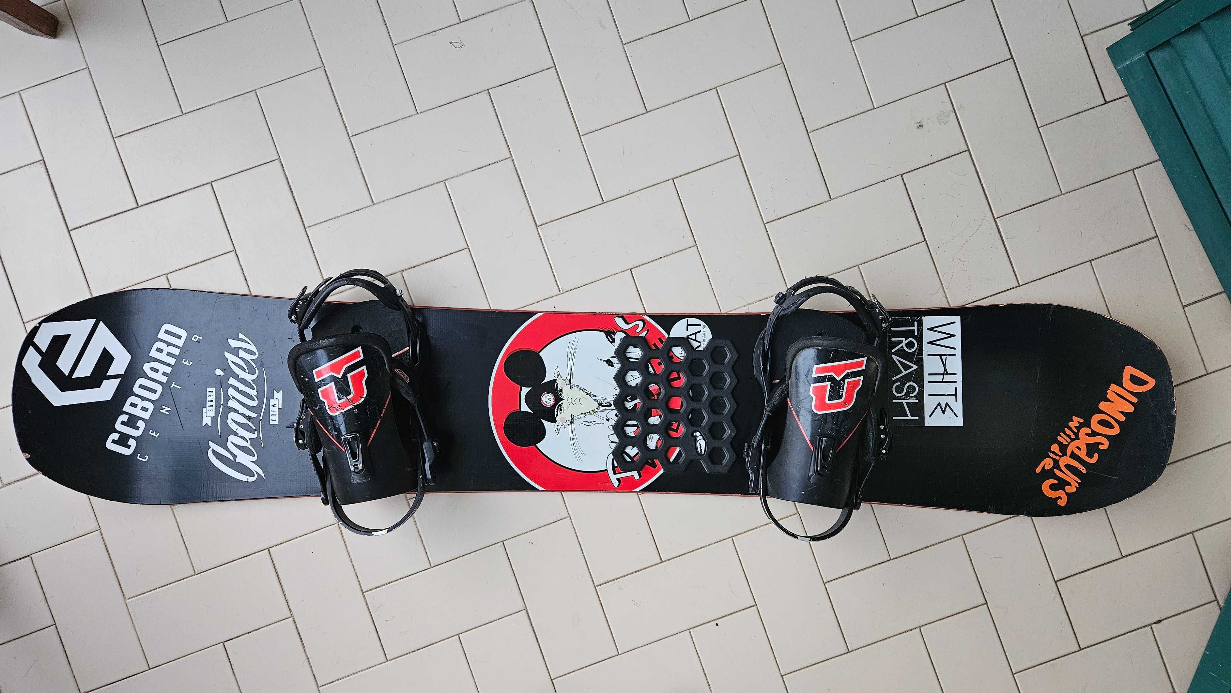 Prancha de Snowboard 151 com fixações Union (M/L bota de neve 40 a 44)