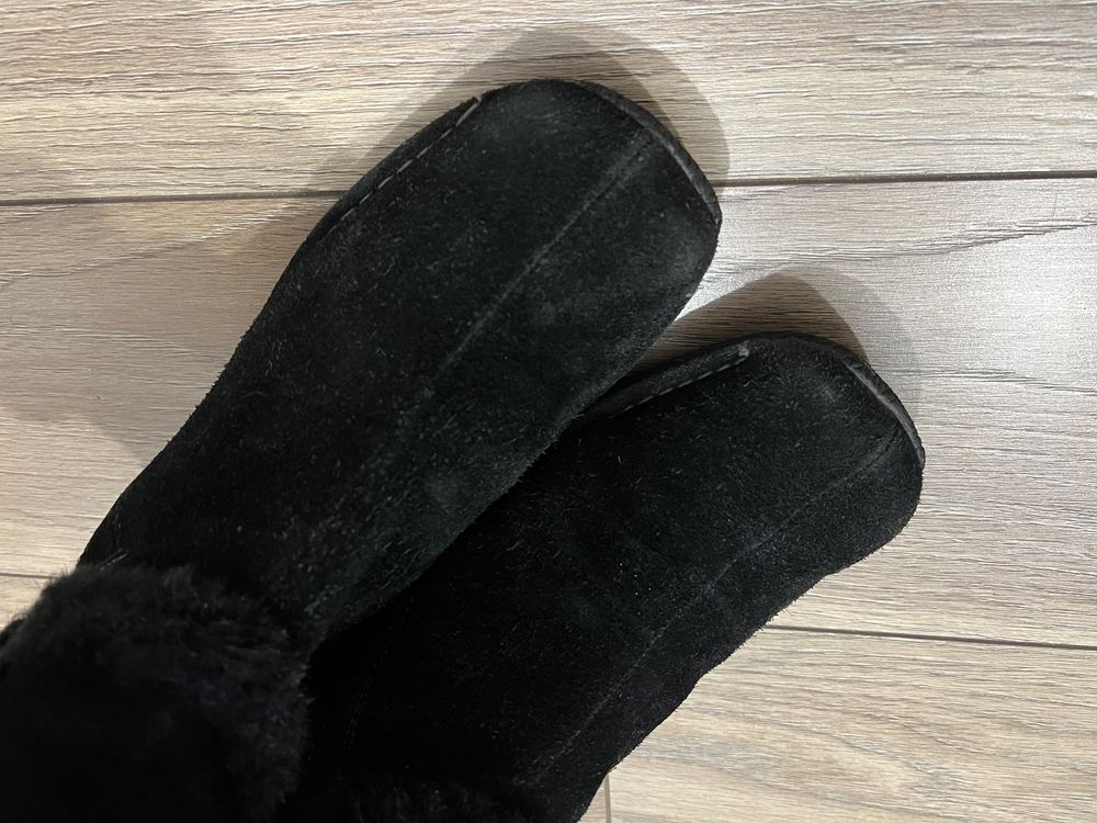 Czarne #skórzane #kozaki buty z futerkiem rozmiar 38 skóra nubuk