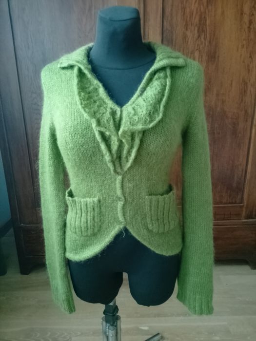 Zielony sweterek wełna moher
