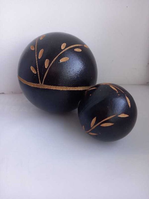 2шт деревянный мяч подарок резьба шар для интерьера диаметр 10 и  6 см