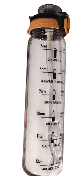 Szklana Butelka ze Słomką I Neoprenowym Rękawem z paskiem 1litr