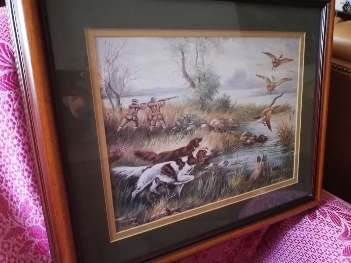 Quadro Antigo Caça