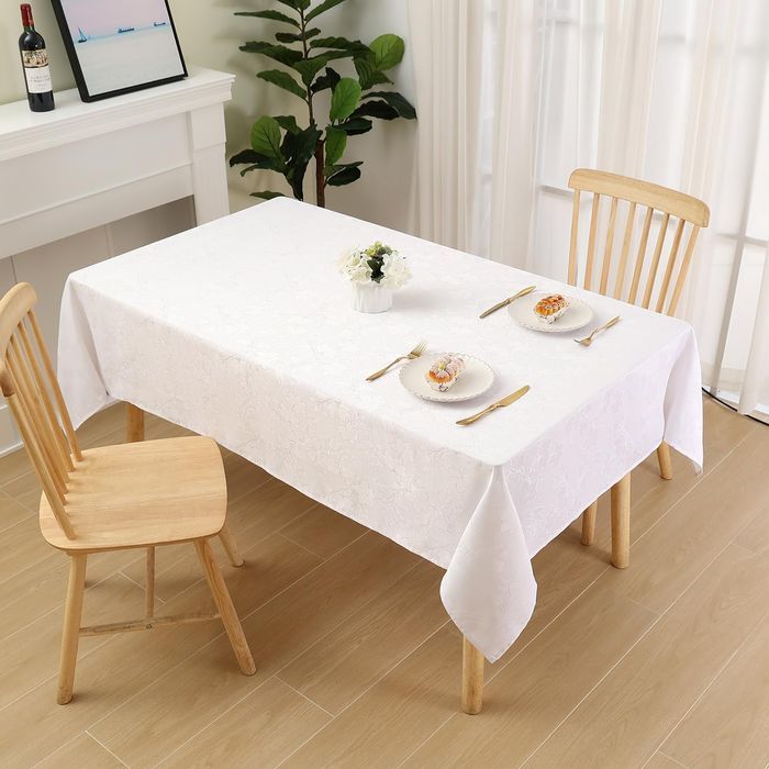 Smiry Obrus Wodoodporny Zmywalny 140 x 140 cm Ozdobny Duży Biały