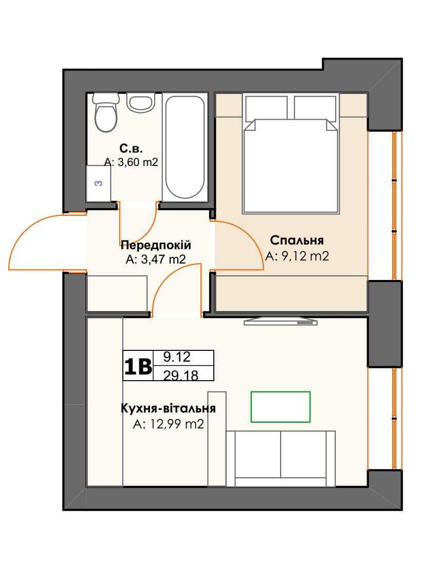 Однокімнатна квартира 30 м2- 27 700$ в клубному будинку закритого типу