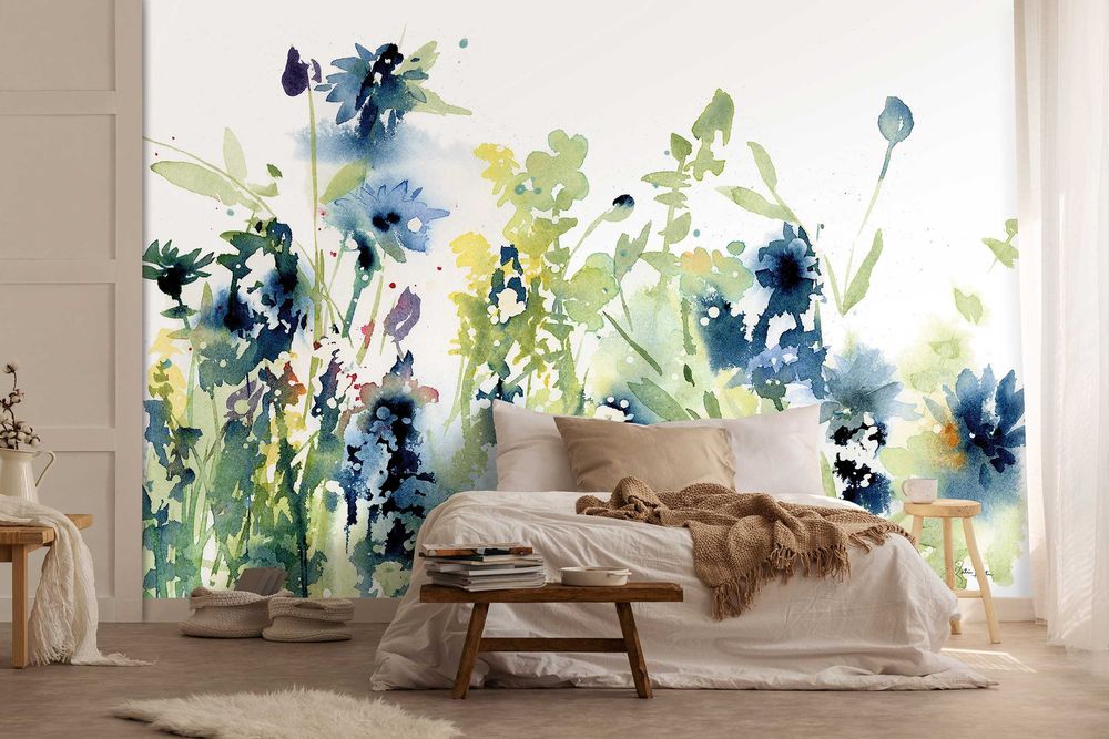 Fototapeta Lato Obraz Malowany Kwiaty Zieleń 3D Na Twój Rozmiar + KLEJ