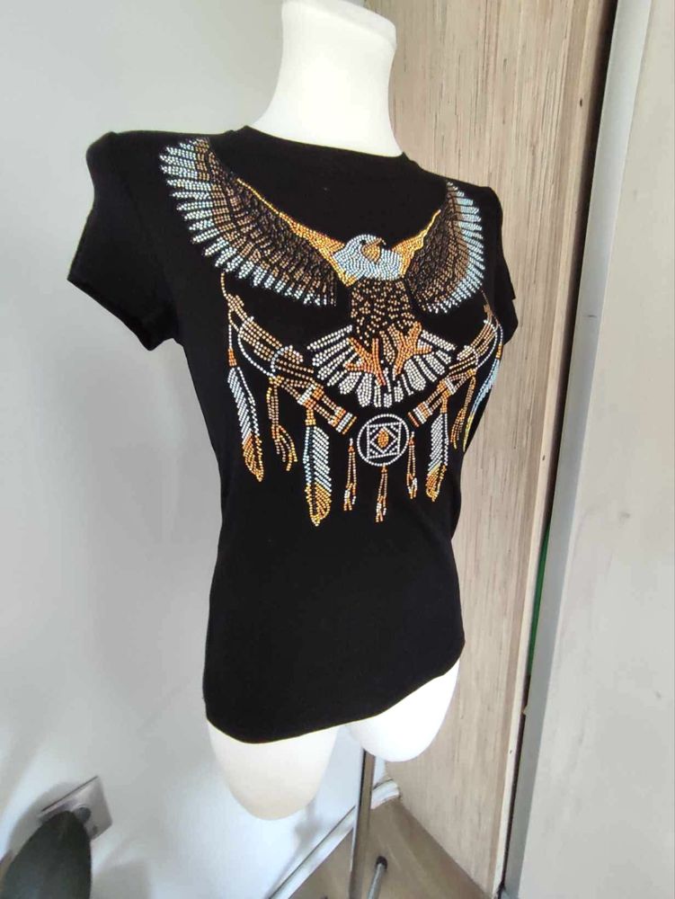 T-shirt czarny cyrkonie  rozmiar S/M