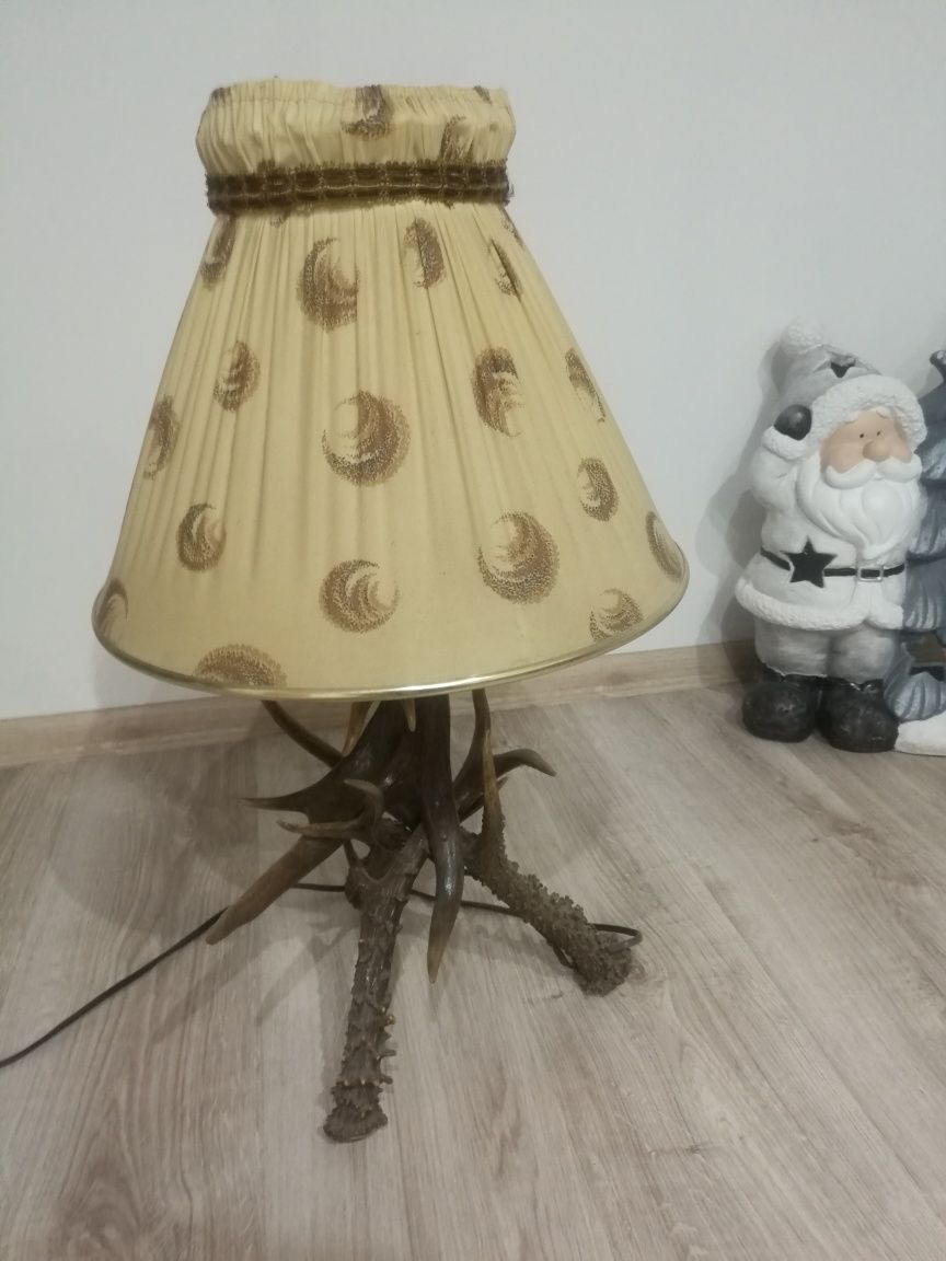 Lampa stojąca z rogów  jelenia duza antyk