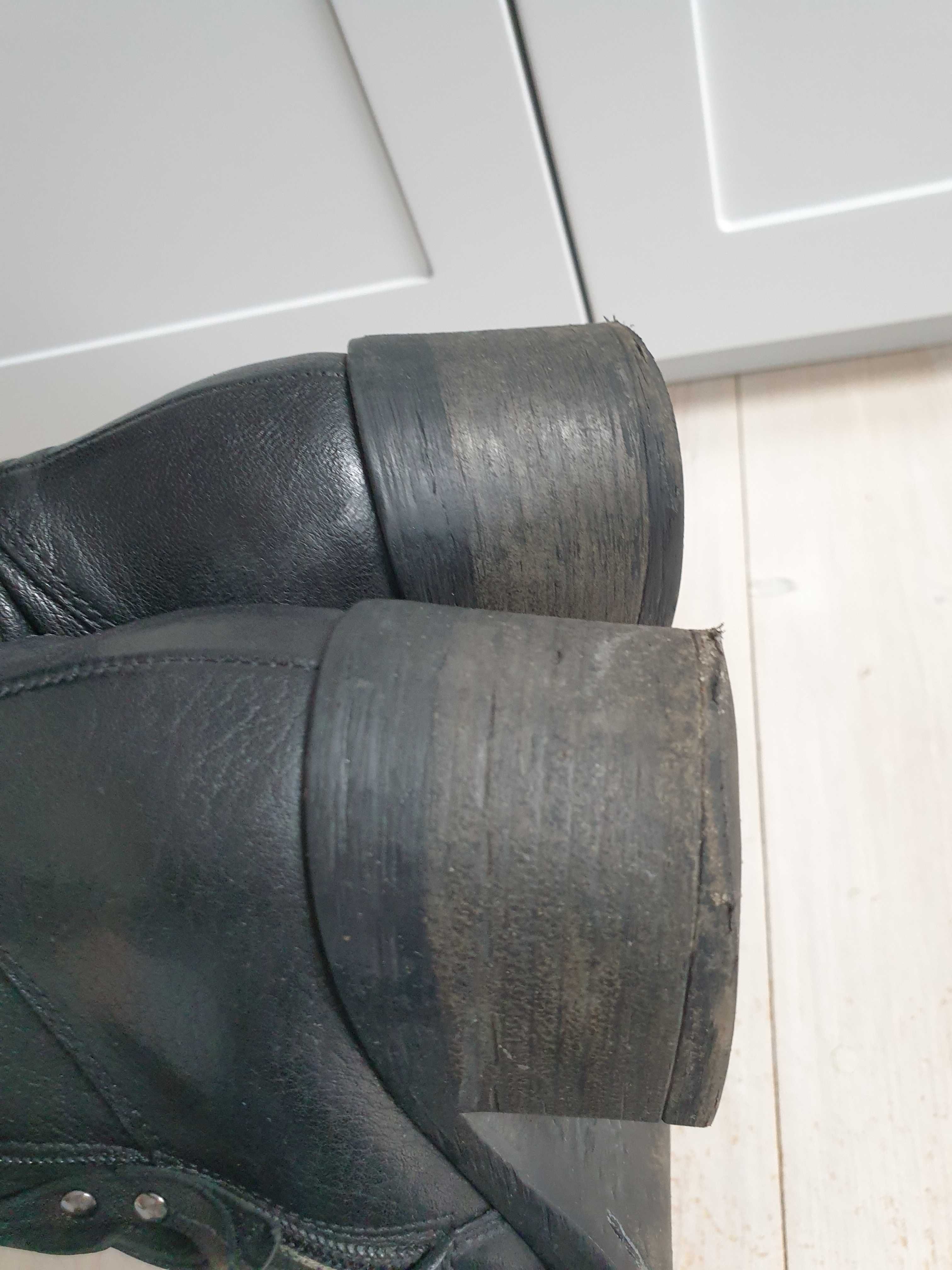 Czarne skórzane buty botki kozaki Wojas 38 39