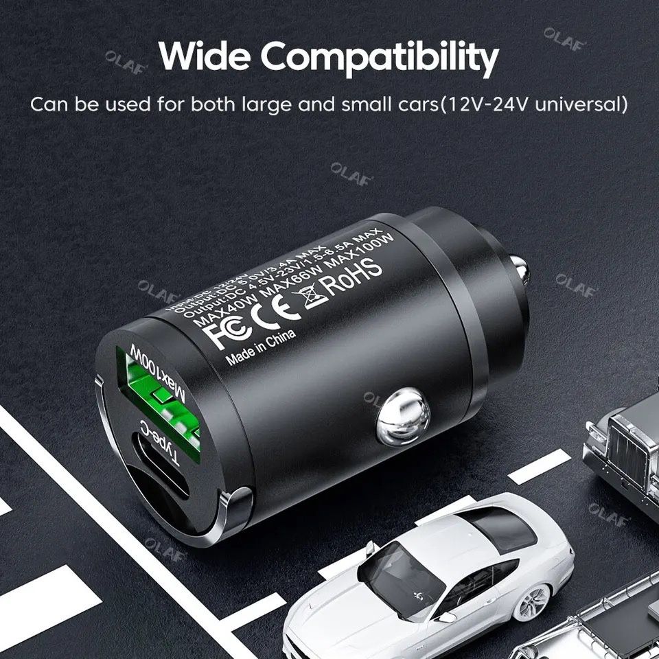 100 W Ladowarka samochodowa Quick Charge / IPhone/Samsung/Xiaomi