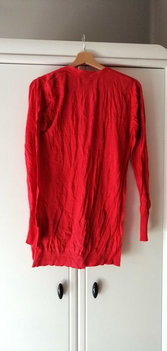 różowy malinowy koralowy długi sweterek kardigan narzutka  42XL 40L