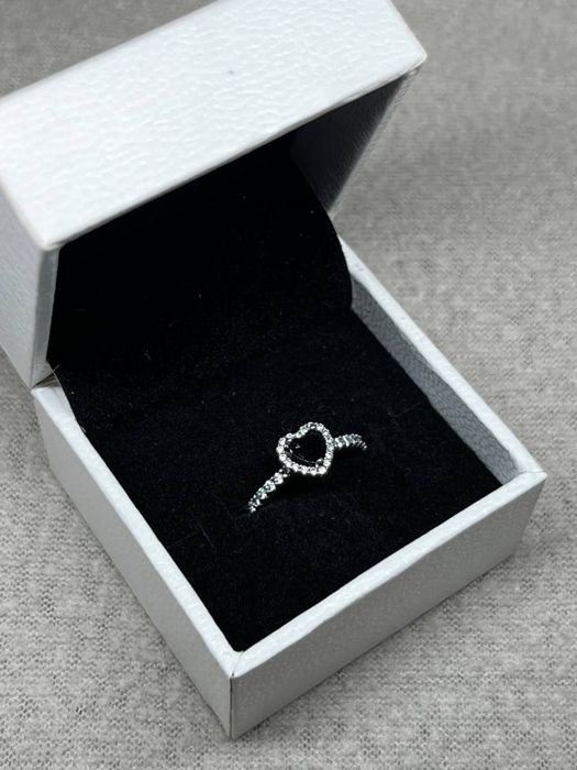 ЗНИЖКА Кільце Pandora стиль | Чорне серце |  Кольцо пандора