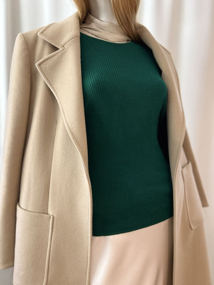 Szmaragdowy sweterek H&M welna kaszmir old money wigilia