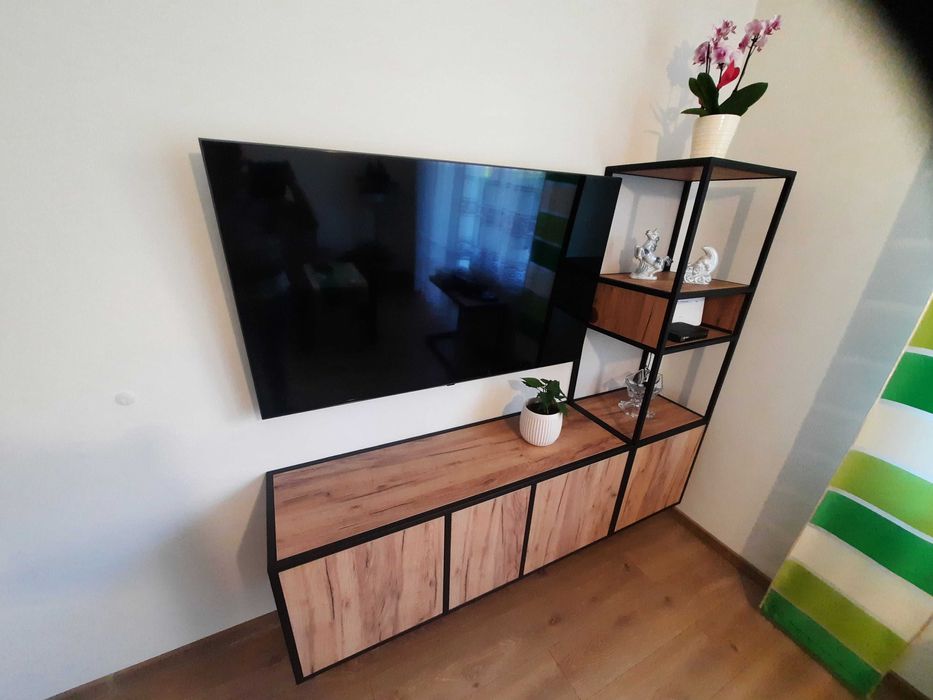 Loft, Industrial, regał, konsola TV, szafka RTV, zabudowa