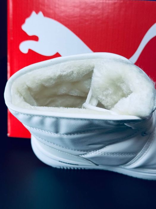 Дутики Puma Ultra White / Кожаные дутики белые Пума / Дутиши білі Пума