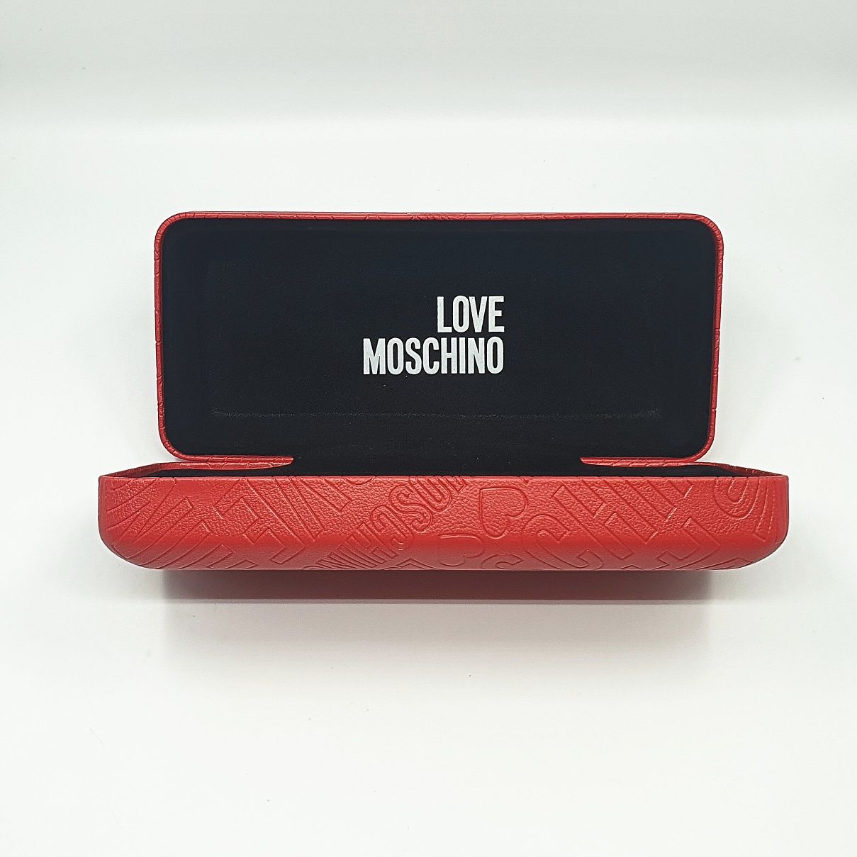 Duże etui na okulary Love Moschino czerwone + oryginalna ściereczka
