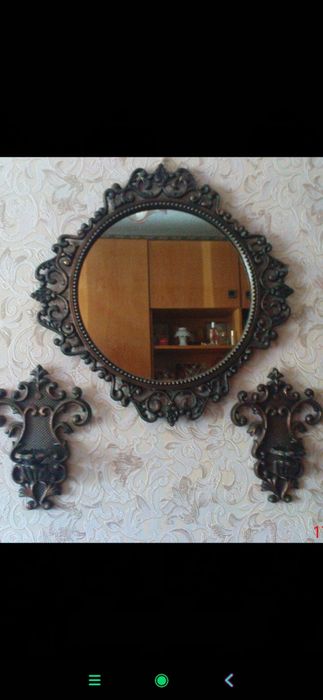 Зеркало литое СССР с подсвечниками