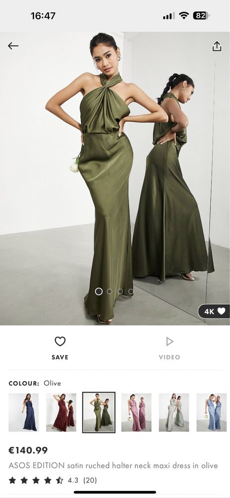 Vestido cetim Asos Edition olive