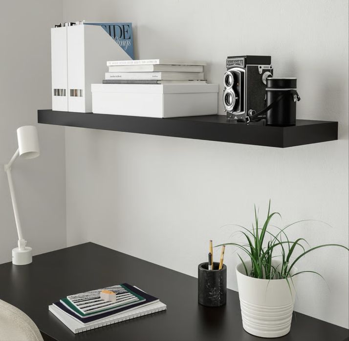 Lack Prateleira parede Preta 110x26 cm