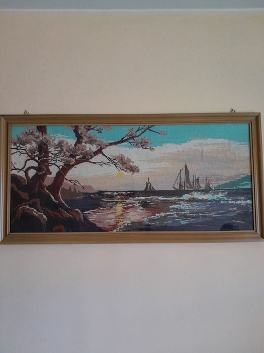 Obraz duży haftowany krzyżykami