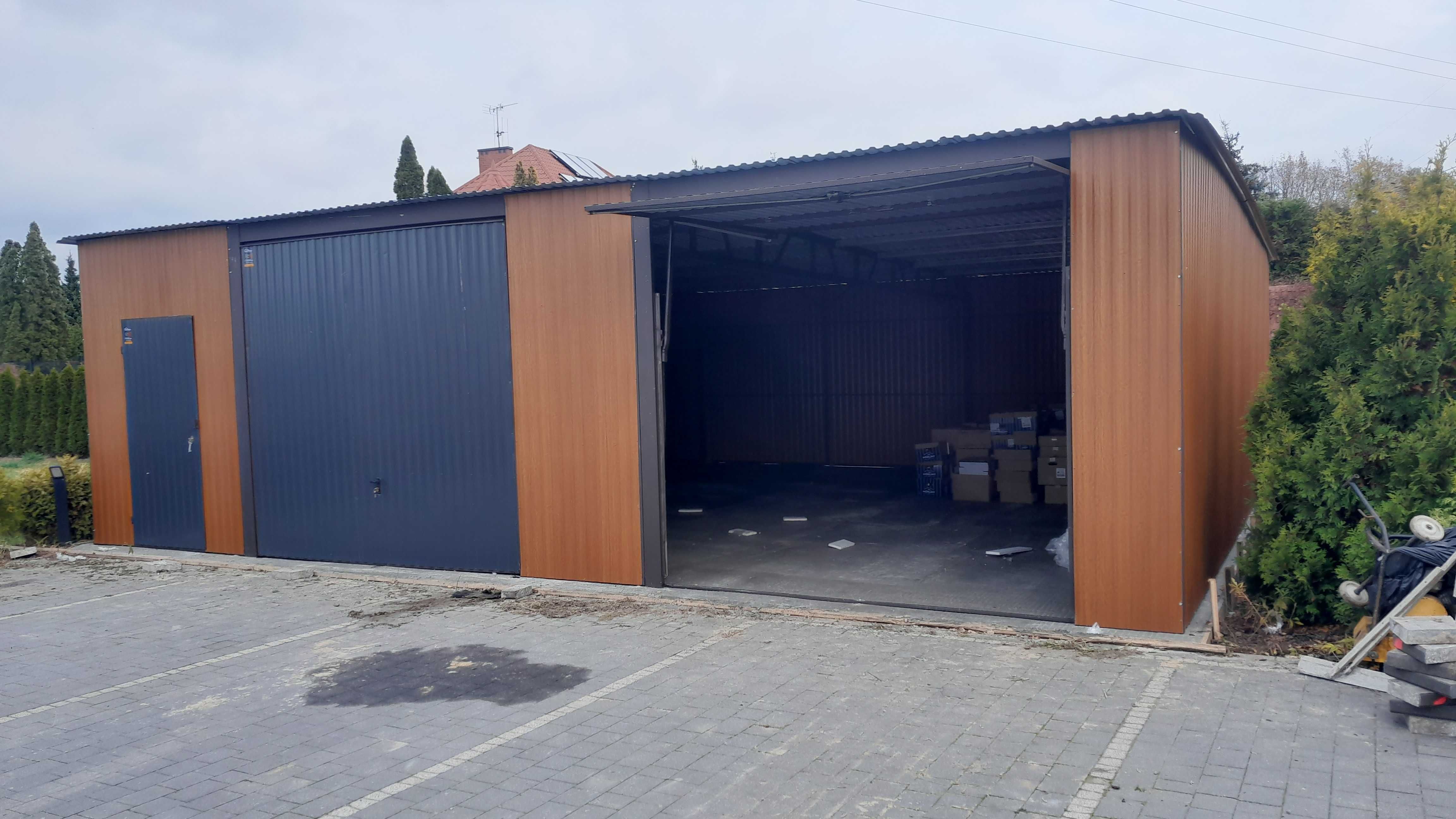 Garaż blaszany 7x6 Drewnopodobny