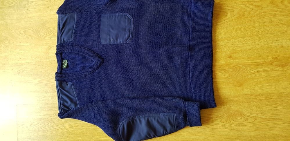 Sweter męski z naszywkami 170/180 wełna 50%