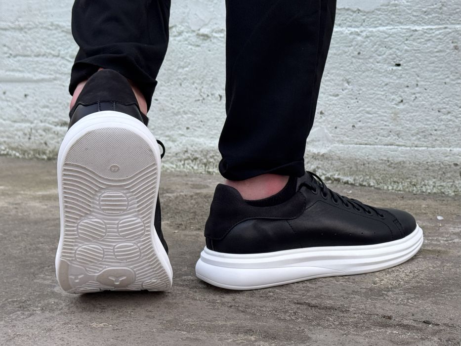 Чоловічі кеди чорні|кеди шкіряні Ocean|взуття 44й розмір