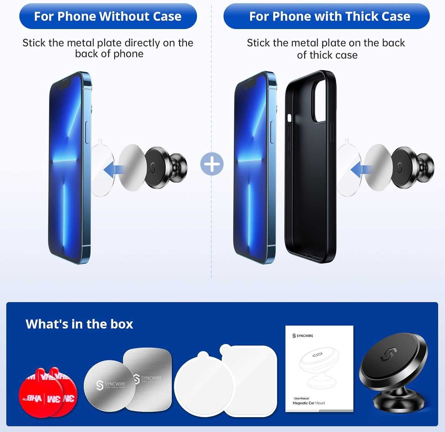 SYNCWIRE Magnetyczny uchwyt samochodowy na telefon czarny dyskretny