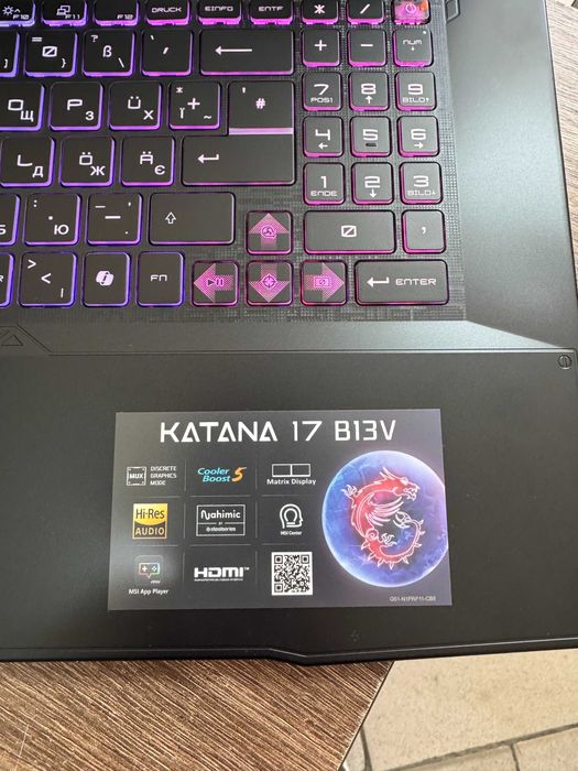Продам! Ноутбук MSI Katana 17 B13VGK-671 (i9-13900H / RTX 4070)