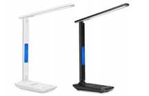 Lampka biurkowa LED szkolna USB zegar ładowarka QI wyświetlacz