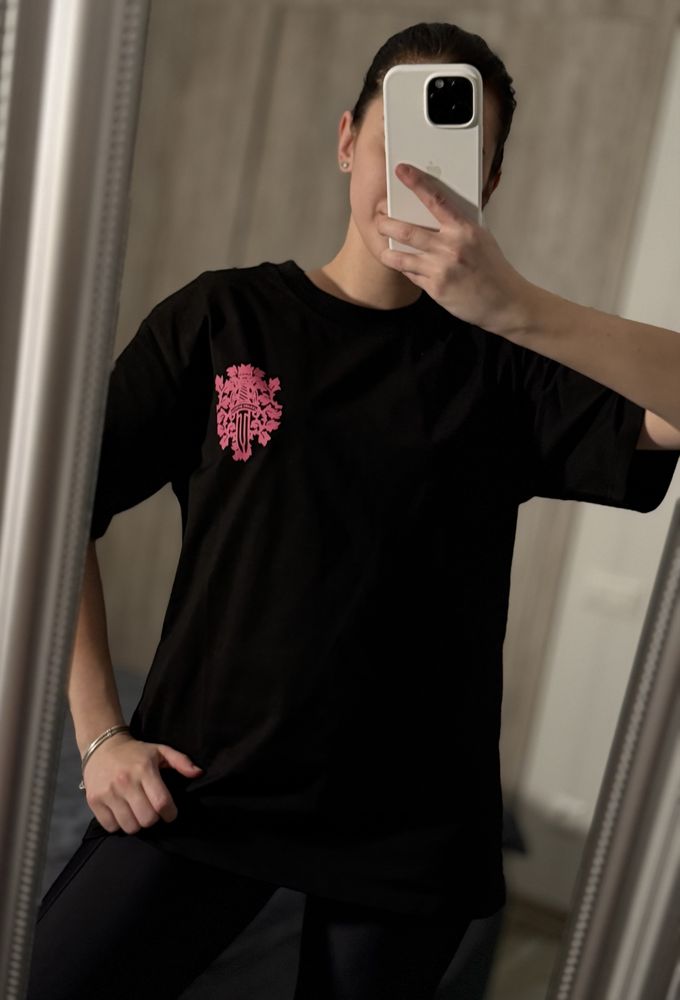 Футболка chrome hearts женская базовая черная оверсайз