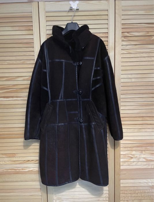 Kożuch prawdziwy uniseks czekoladowy brązowy L/XL