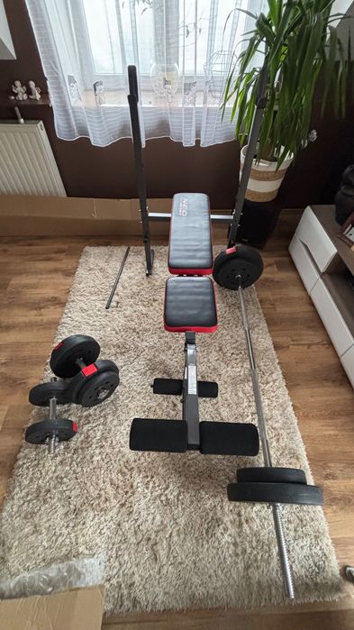Ławka do ćwiczeń+ obciążenie 60 kg