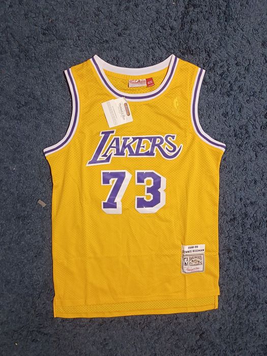 Żółta koszulka LA Lakers Mitchell&Ness nr. 73 Rodman
