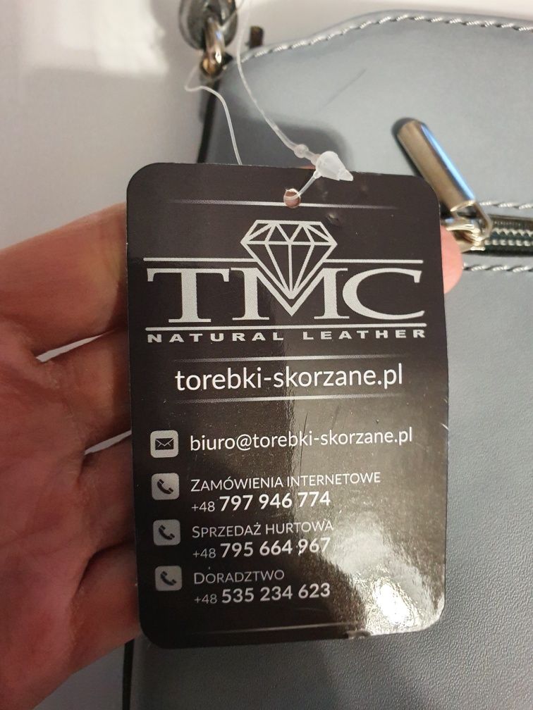 Torebka szara ze skóry naturalnej nowa