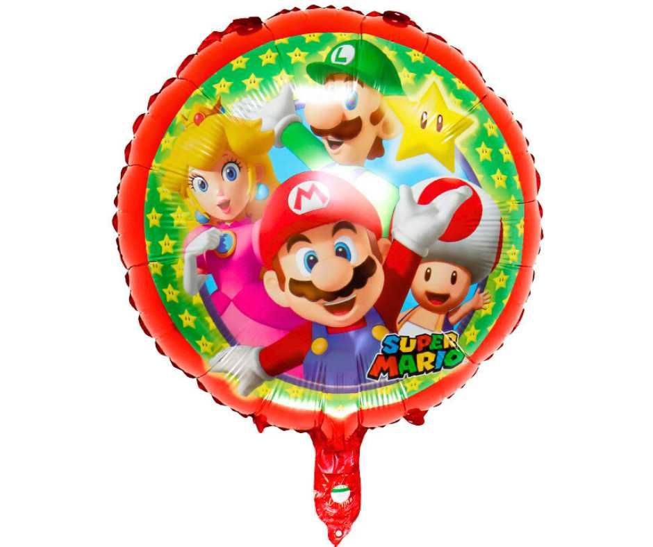 Zestaw balony Super MArio Bros Luigi Peach Grzybek urodziny 16 szt.