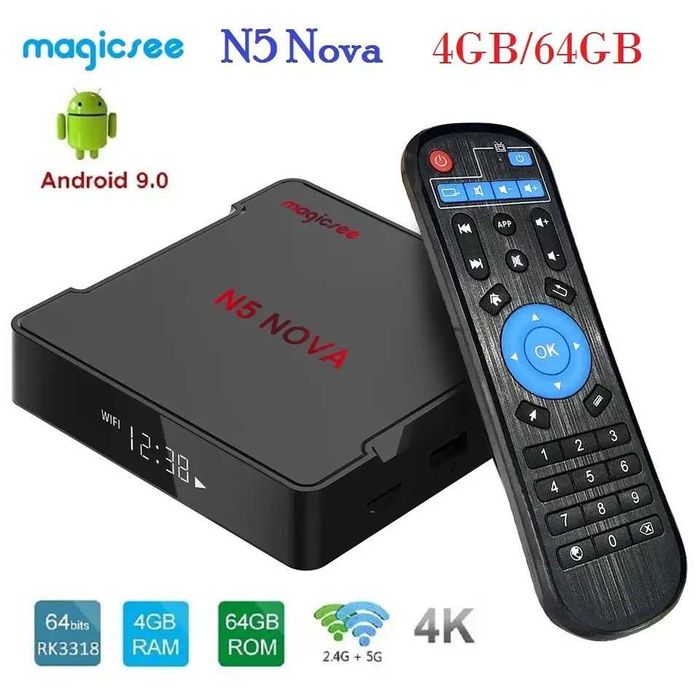 Смарт ТВ медиа приставка Magicsee N5 NOVA 4/64GB RK3318 Android 9.0
