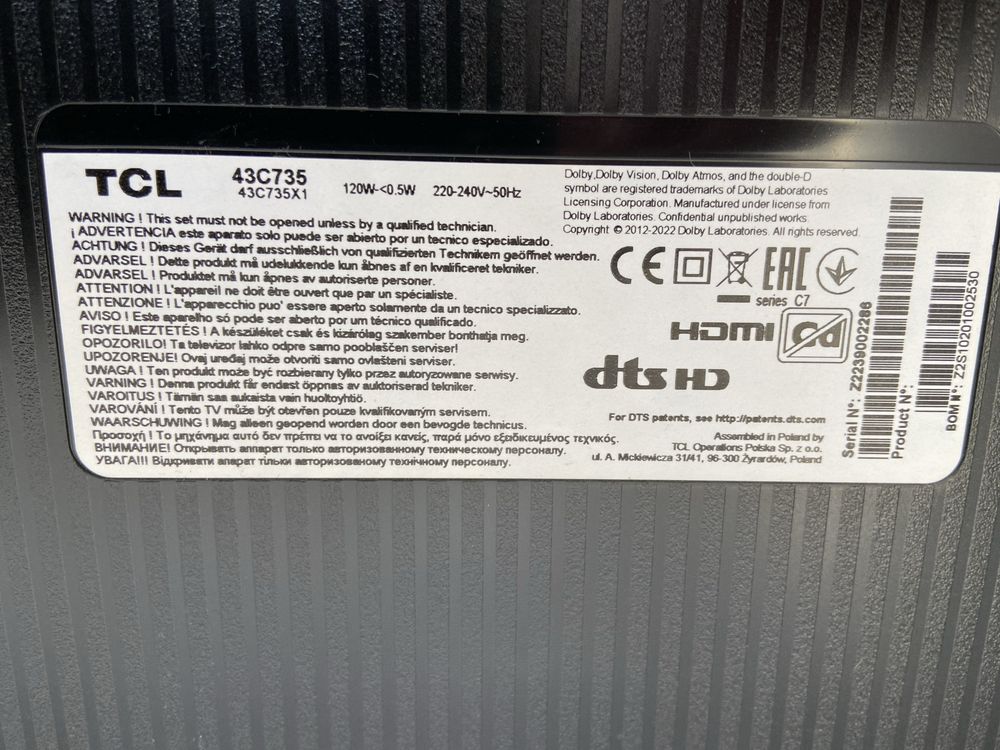 TCL C735 QLED 43 cale