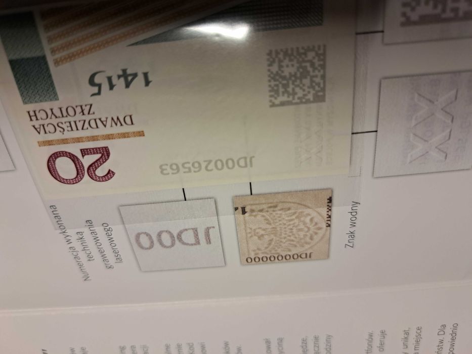 Banknot kolekcjonerski 20 zł NBP wydanie PWPW folder