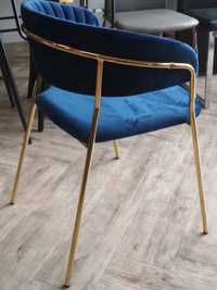 Krzesło welurowe granatowe złote