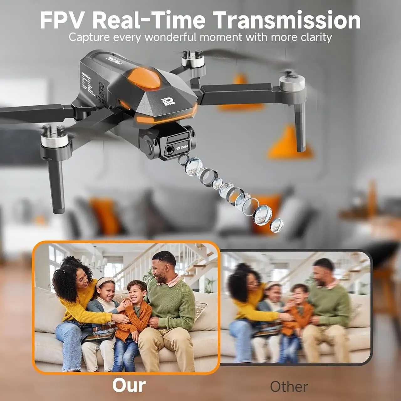 Дрон PLEGBLE PL-510 з камерою 1080P, 2 акумулятори, FPV, 360°