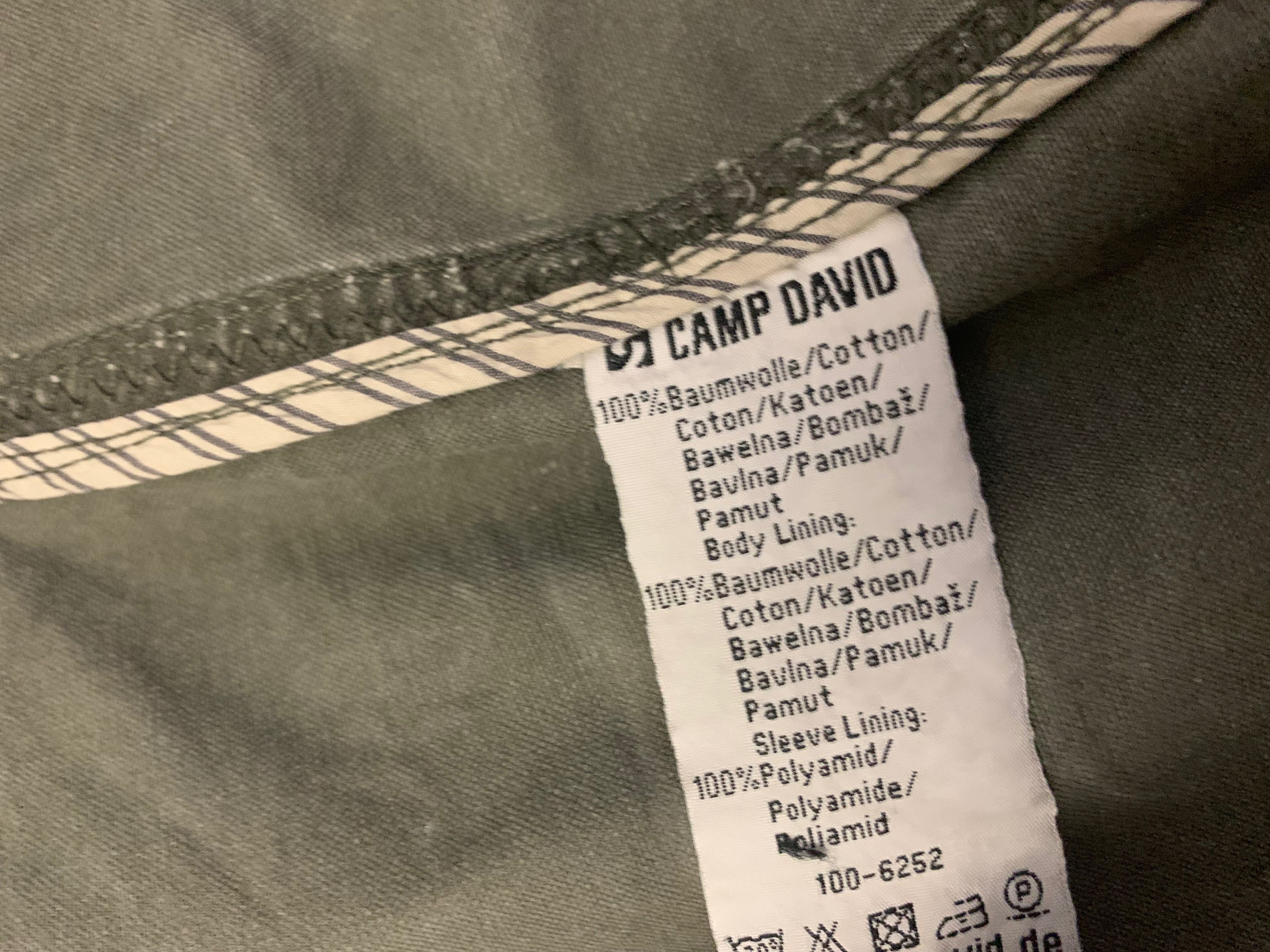 Camp David militarna kurtka męska jeans XXXL, khaki, logowana, pagony