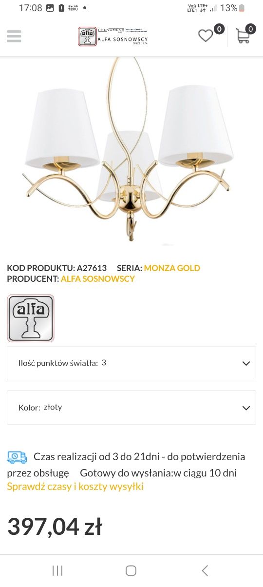 Lampa wisząca na 3 żarówki