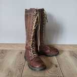 Vintage skóra buty wysokie 39 sznurowane brązowe
