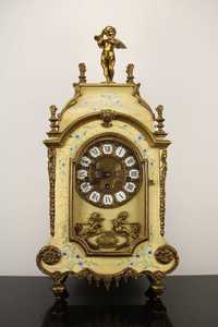 Stary zegar kominkowy Boulle kwadransowy jasny nr 28a